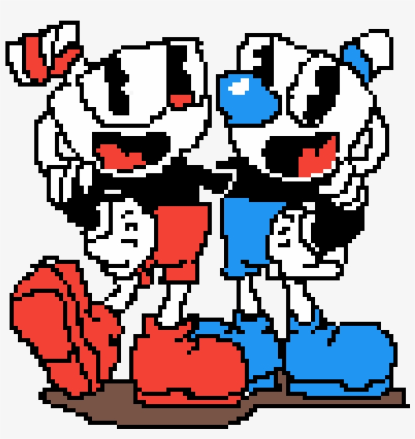 Cuphead And Mugman Pixel Version - Draw Cuphead And Mugman, transparent png #217905