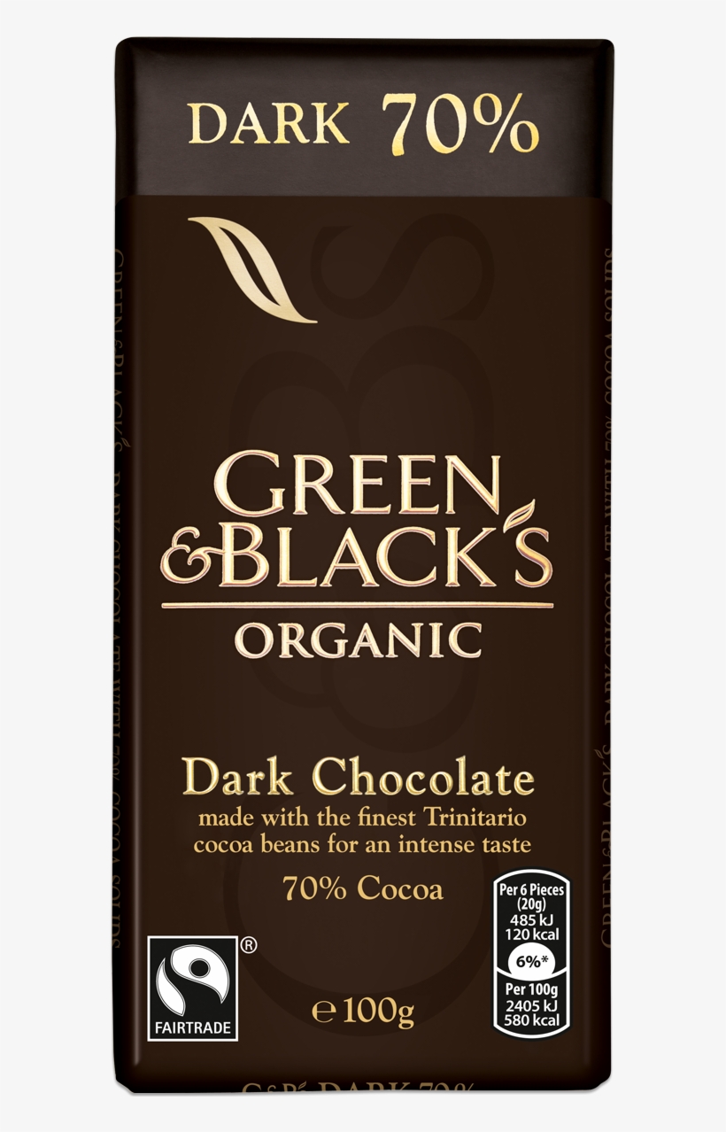 G&b's Dark 70% Chocolate 100g Bar - Green & Black's Organic Dark Chocolate 70% Bar, transparent png #219225