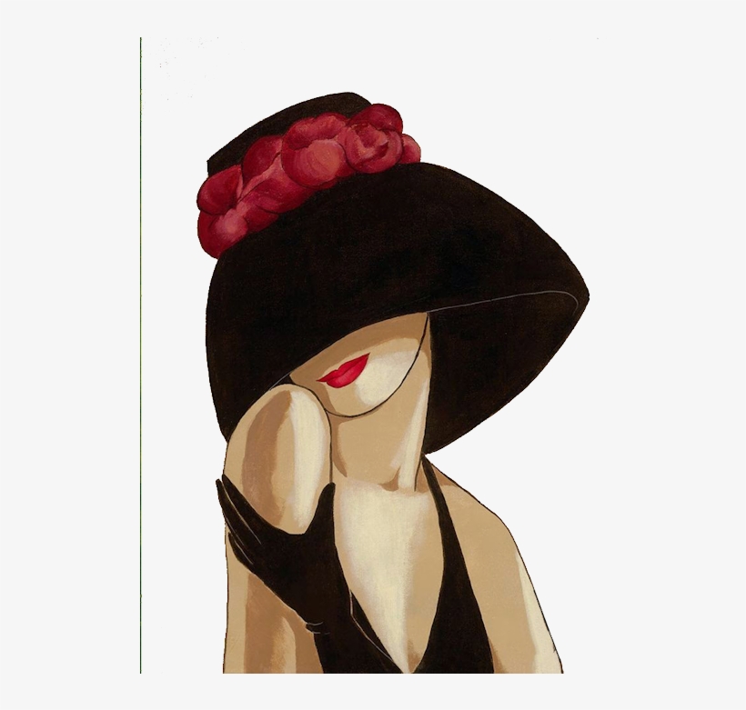 Drawing Lady Lampshadehat - Lady In Hat Png, transparent png #2101070
