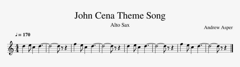 John Cena Theme Song Sheet Music Composed By Andrew - Business, transparent png #2102356