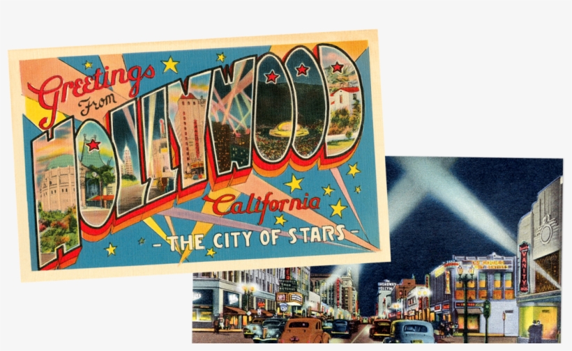 T Old Hollywood - Art Print: Greetings From Hollywood, California, 61x46cm., transparent png #2102736