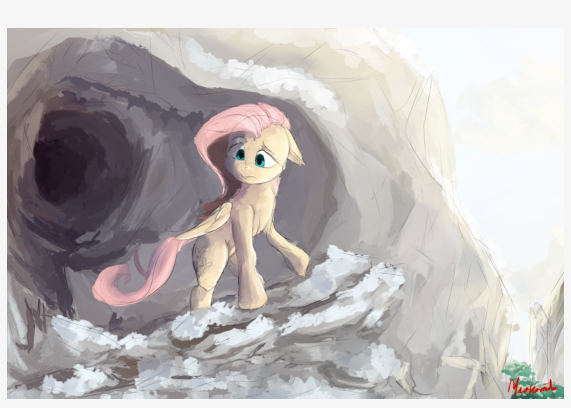 Miokomata, Cave, Floppy Ears, Fluttershy, Safe, Snow, - Illustration, transparent png #2103627