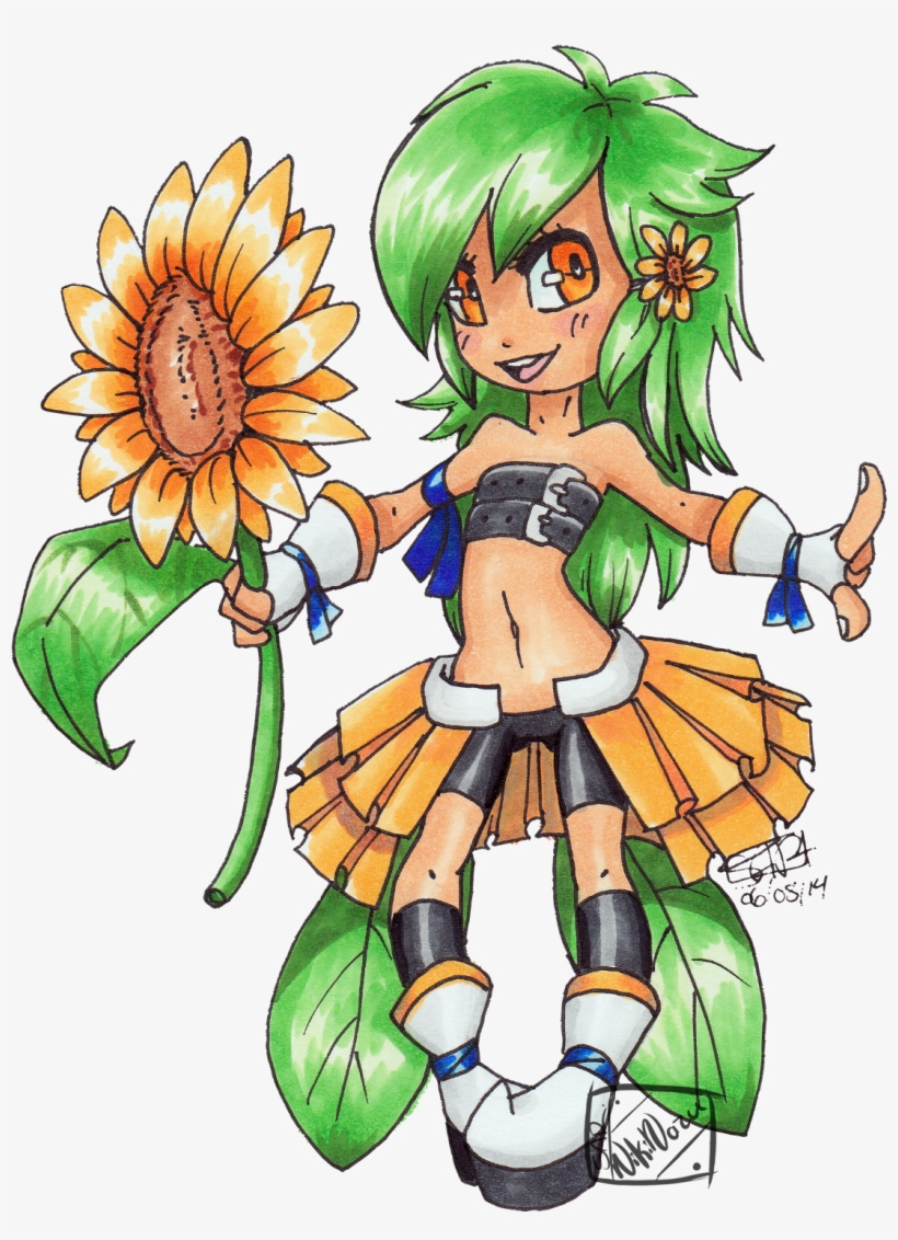 Sunflower Witch Solaire - Cartoon, transparent png #2105364