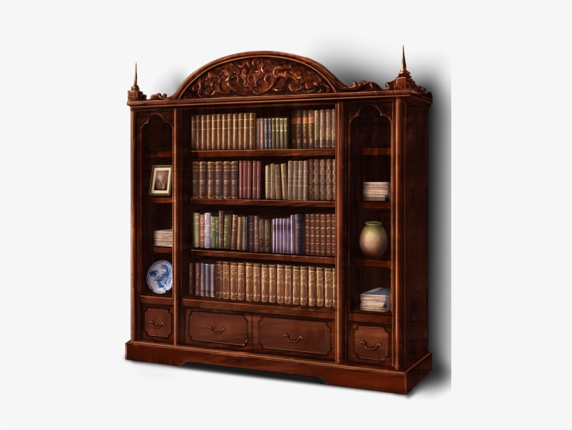 Antique Bookshelf - Bookshelf Png, transparent png #2109725