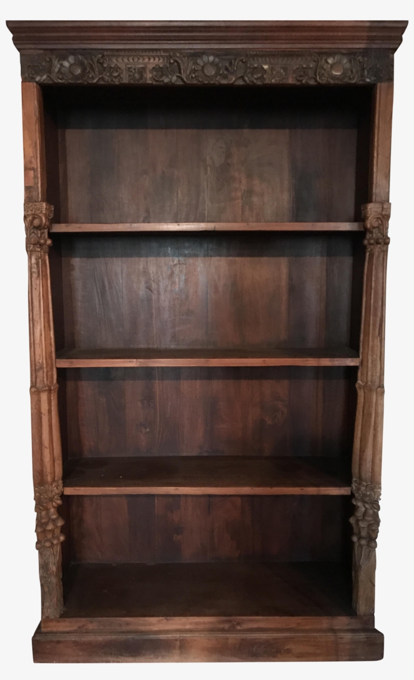 Floral Carved Indian Bookshelf - Bookcase, transparent png #2110202