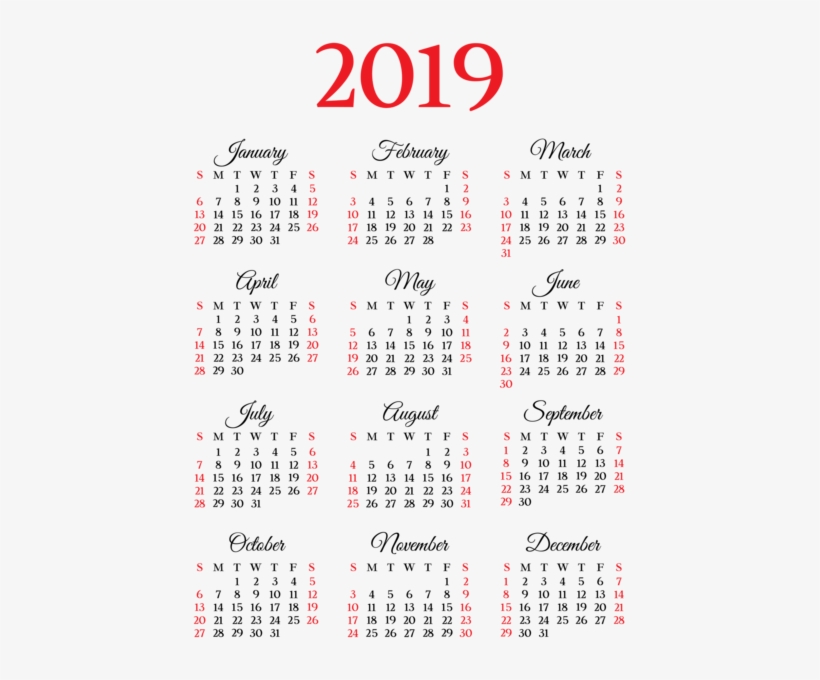 2019 Calendar Png Image - Calendar, transparent png #2111627