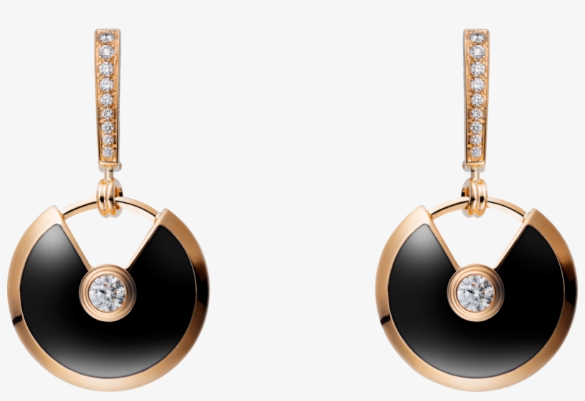 Amulette De Cartier Earrings, Small Modelpink Gold, - Amulette De Cartier 18ct Pink Gold, Onyx, transparent png #2112181