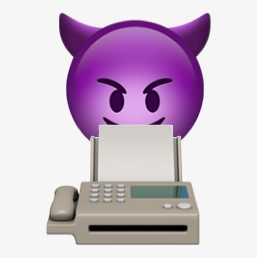 Evil Face Hovering Over Fax Machine - Emoji Iphone Demon, transparent png #2113349