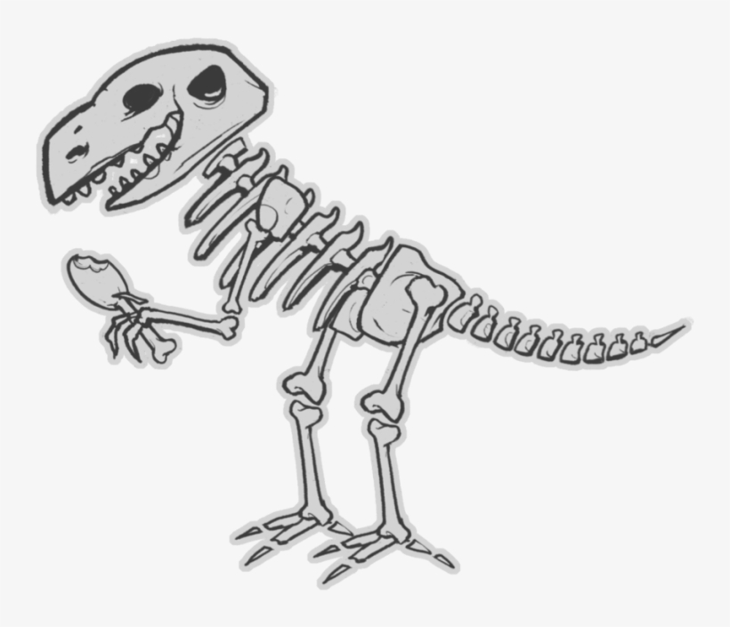 Vector Black And White Stock Dinosaur Bones Clip Art - Esqueleto De Dinosaurio Dibujo, transparent png #2114069