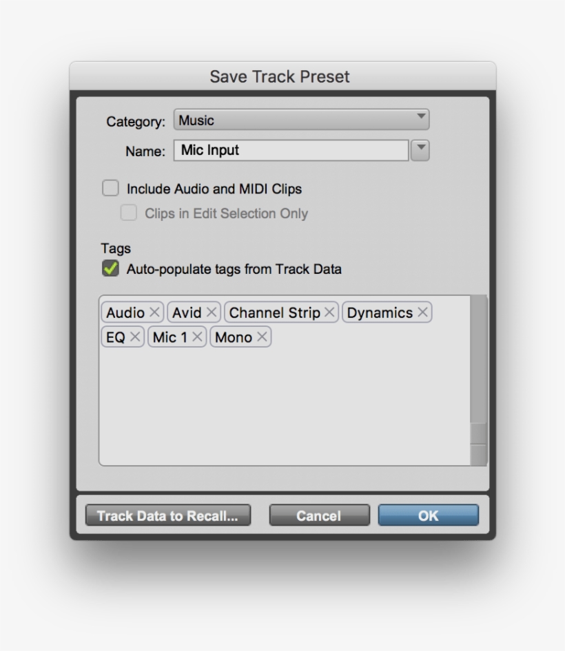 Track Preset Dialog 2 - Pro Tools, transparent png #2114787