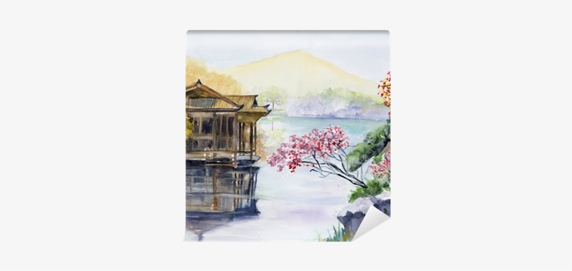 Watercolor, West Lake, Hangzhou, China Wall Mural • - Quinsai Marco Polo, transparent png #2115323
