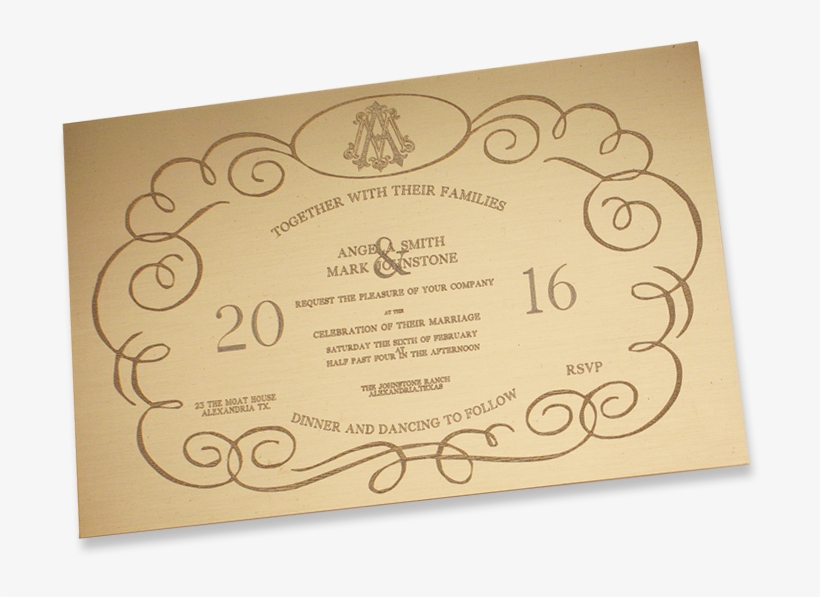Luxury Top Table Invitations Engraved On Precious Metals - Greeting Card, transparent png #2115924