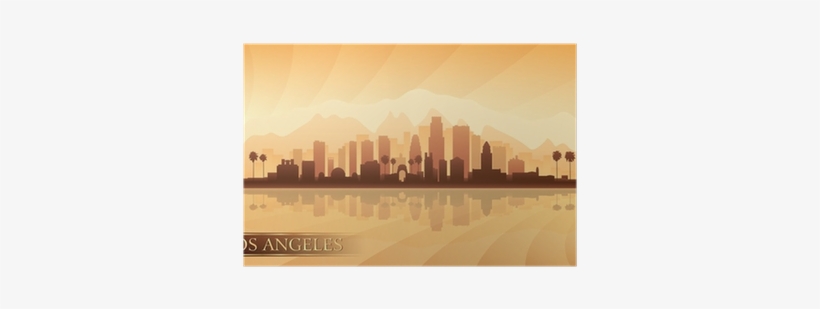Los Angeles City Skyline Detailed Silhouette Poster - Лос Анджелес Силуэт, transparent png #2120619