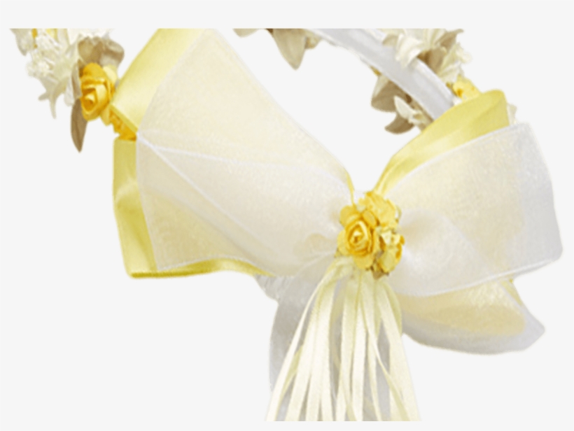 Yellow Silk Floral Crown Wreath W Satin Back Bows Girls - Silk, transparent png #2121174