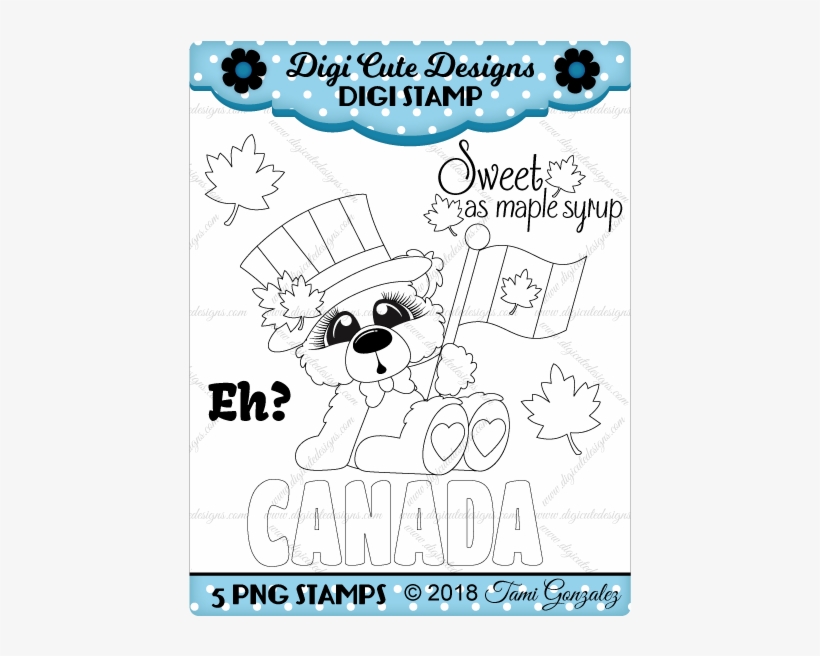 Canada Bear Digi Stamp-canada Day, Maple Leaf, Flag - Canada, transparent png #2126437