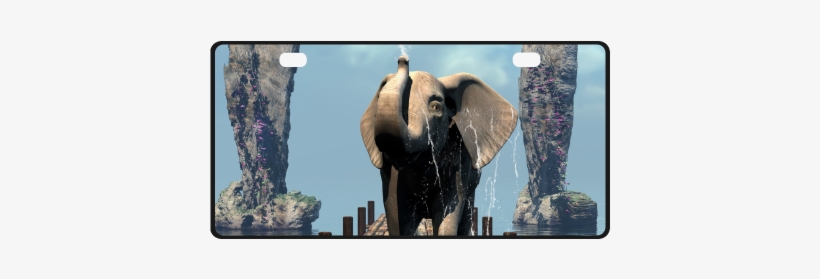 Elephant On A Jetty License Plate - Elephant On A Jetty Shower Curtain, transparent png #2128103