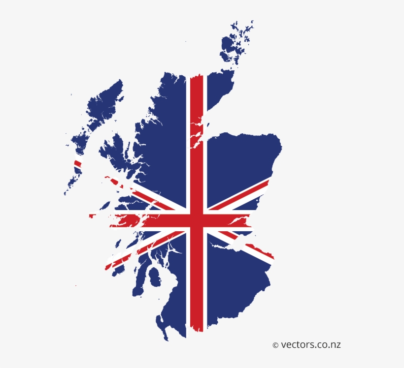 Uk Flag Vector Map Of Scotland - British Isles Map Cities, transparent png #2128256