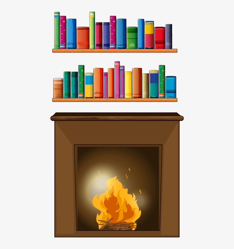 Fireplace And Books - Shelf, transparent png #2128941