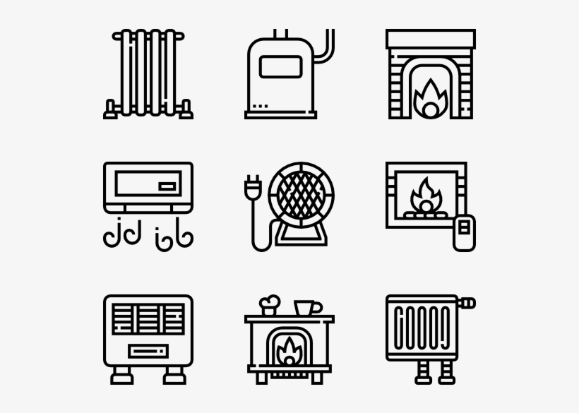 Heater And Fireplaces - Building Outline Icon Png, transparent png #2129019