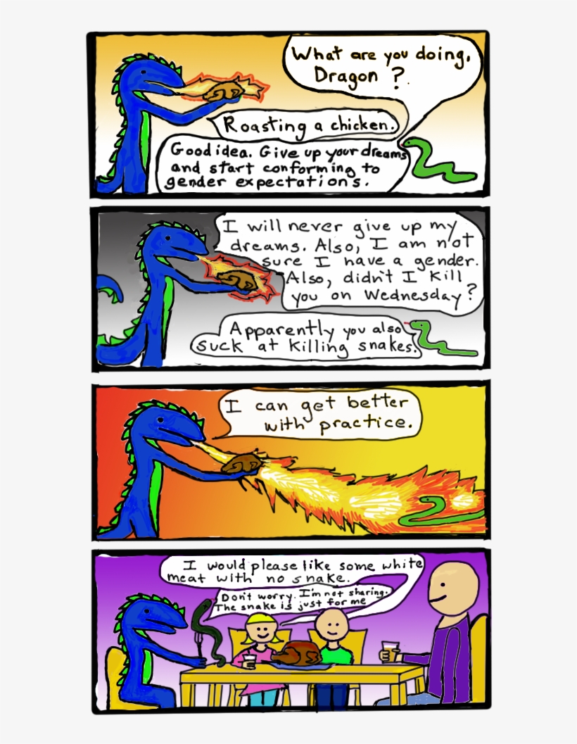 This Is A Webcomic - Dragon Roasting A Chicken Cartoon, transparent png #2130425
