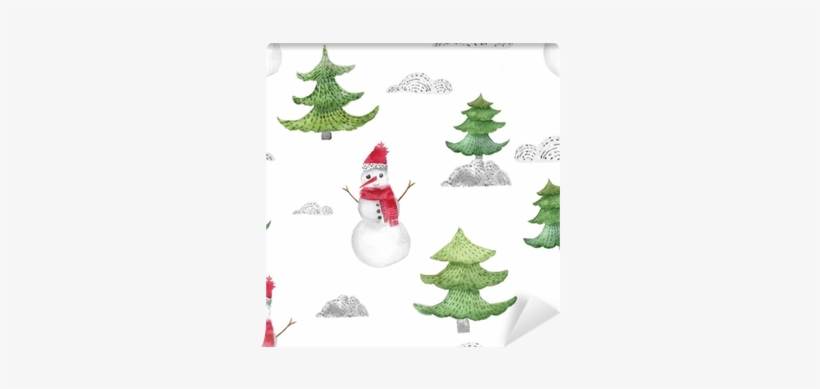 Watercolor Christmas Seamless Pattern With Fir Trees - Christmas Day, transparent png #2137524