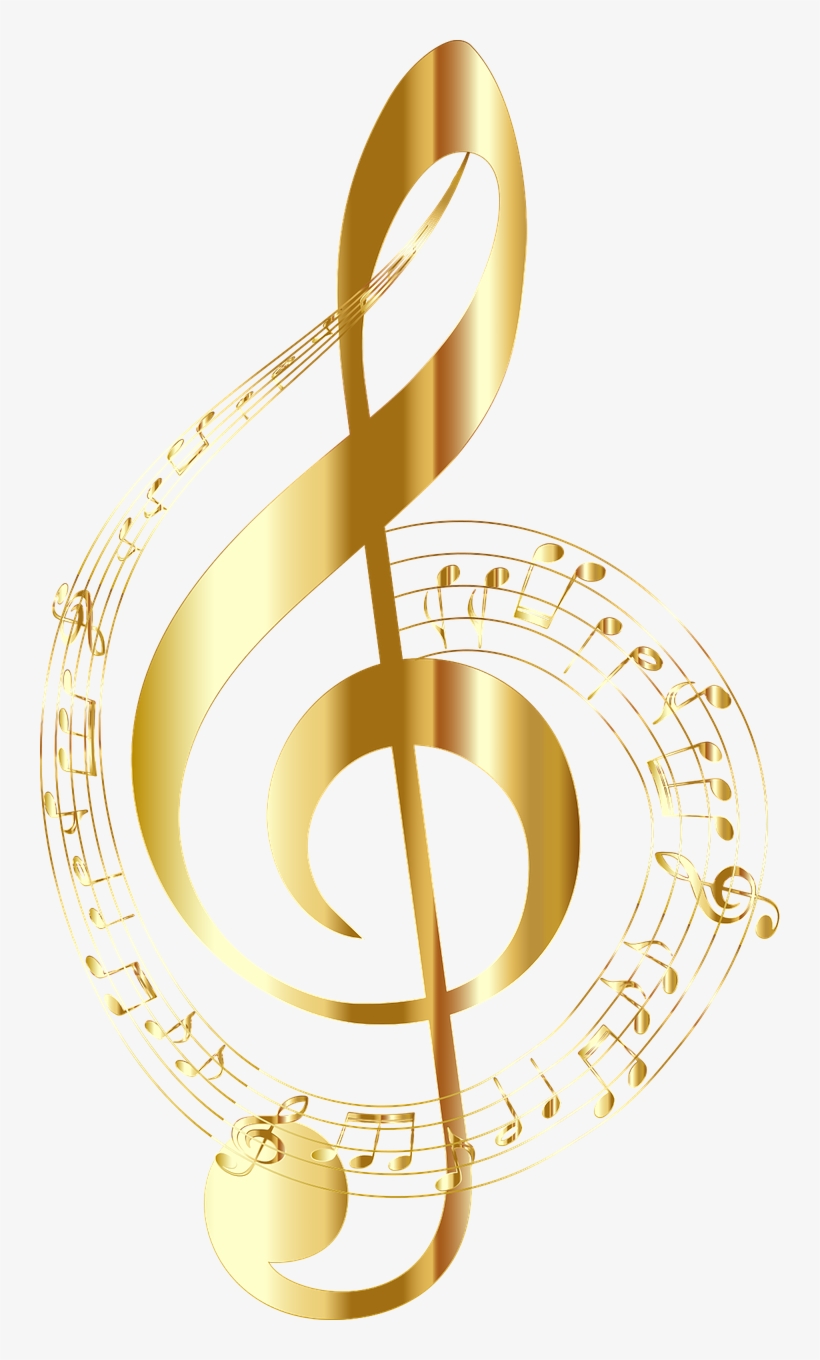 Treble Clef - Gold Music Note, transparent png #2138333