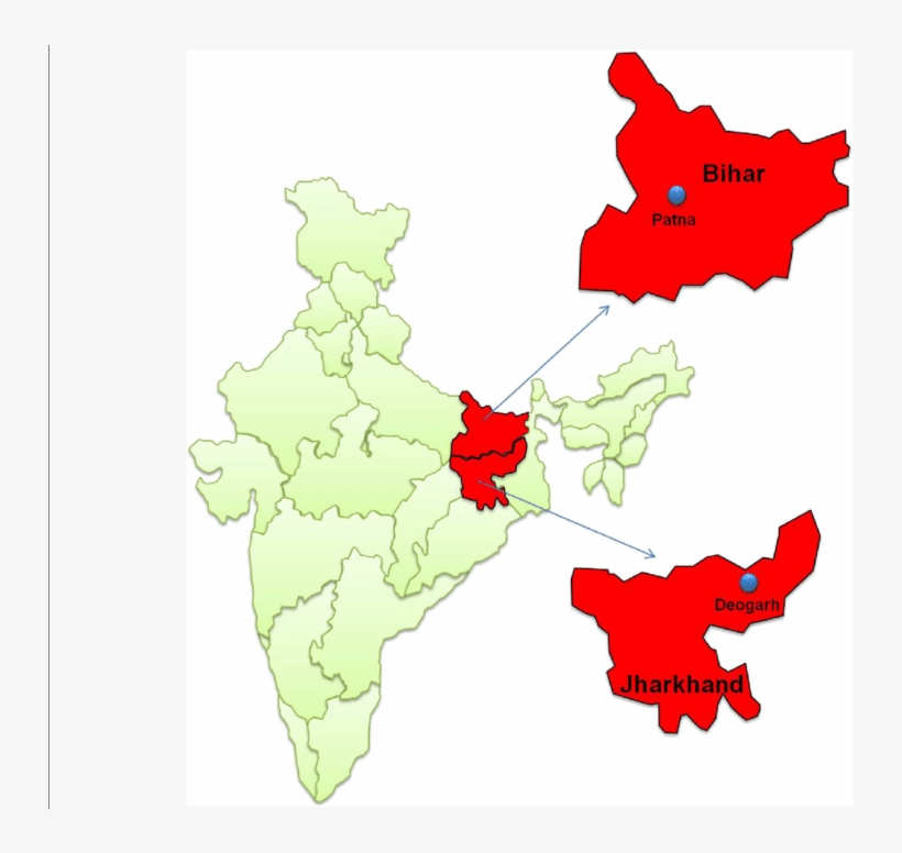 Map Of India With Highlighted Vl Endemic States Of - Bihar And Jharkhand Map, transparent png #2139187