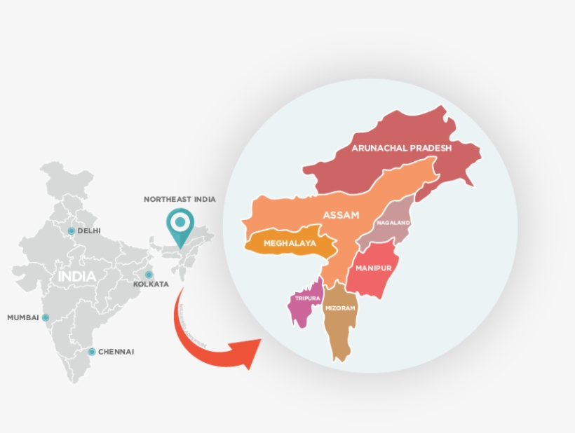 North East India - North East India Map Png, transparent png #2139284