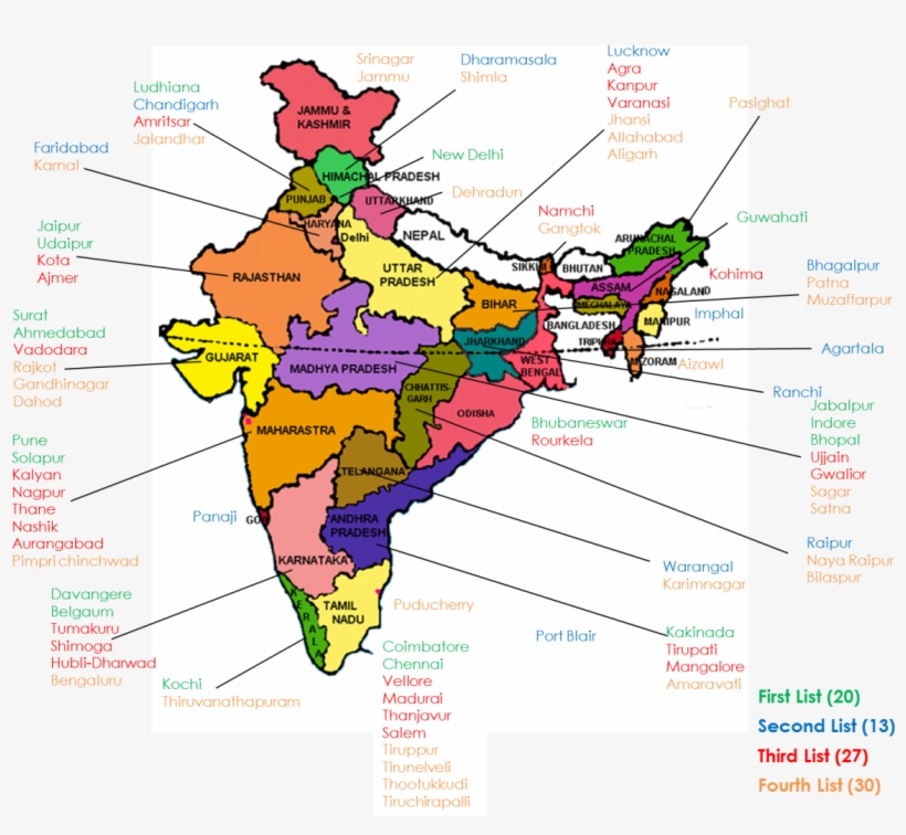 For The Remaining 10 Slots, 20 Cities Will Be Contesting - Map Of India Latest, transparent png #2139333