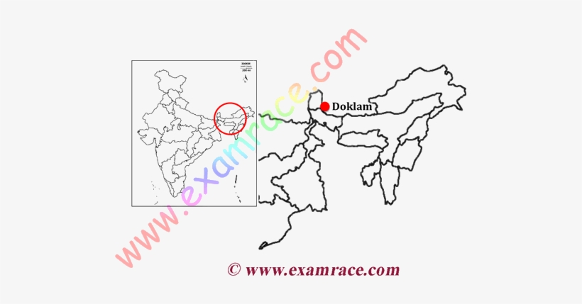 Image Shows The Location Of Doklam - Kolleru Lake On Map, transparent png #2139550