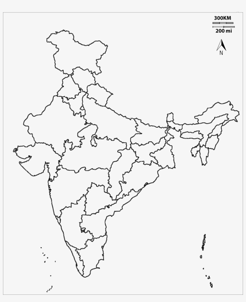 Blank Map Of India With States India Transparent Line Drawing - India Outline Map With States - Free  Transparent Png Download - Pngkey