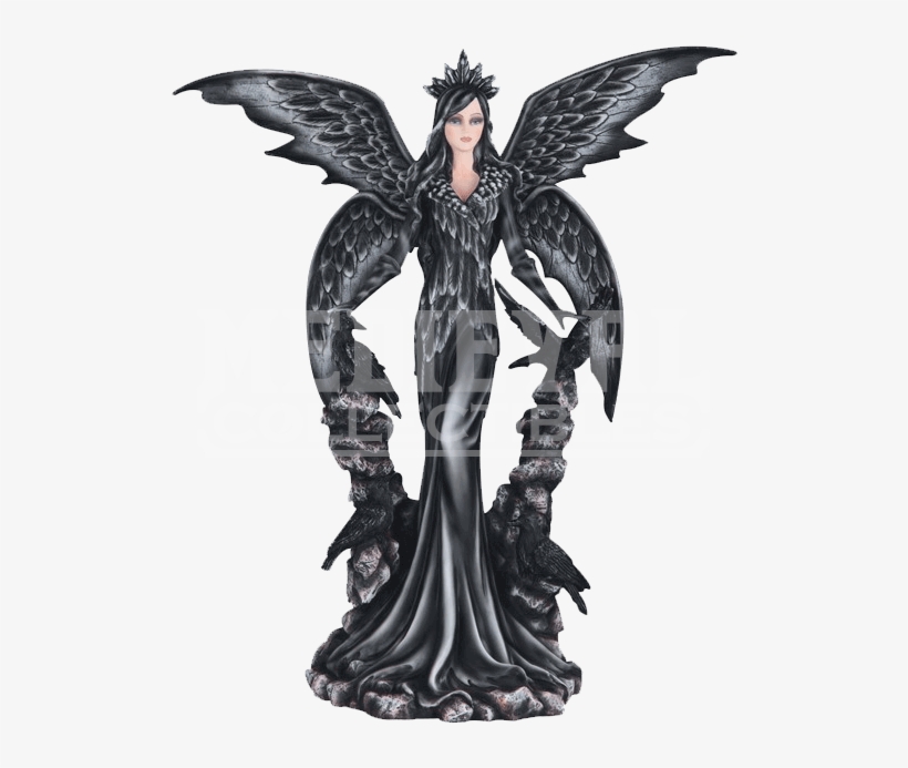 Elegant Dark Angel With Ravens Statue - Png Black Angel, transparent png #2140908