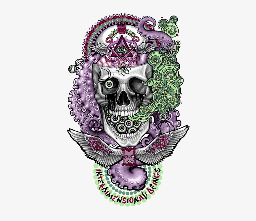 Trippy Skull Shirt On Behance Image Black And White - Trippy Skull, transparent png #2141199