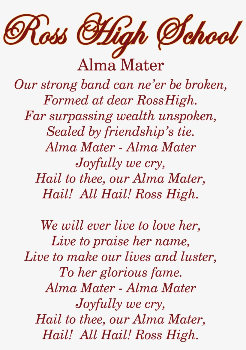 Ross High School Alma Mater - Document, transparent png #2142301