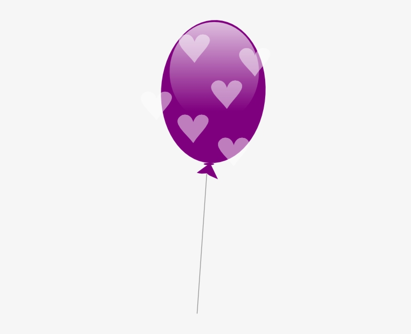 Purple Balloon With Hearts Clip Art At Clker - Clip Art, transparent png #2142366