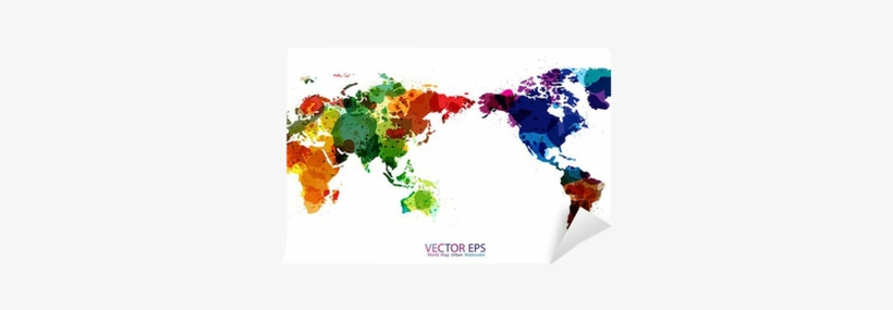World Map Watercolor, Vector Illustration Wall Mural - Color World Map Purple Cotton Linen Throw Lumbar Waist, transparent png #2145643