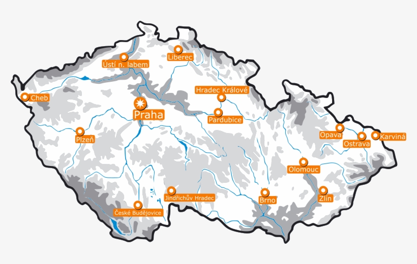Map Of The Czech Republic - Mountains Czech Republic Maps, transparent png #2145747