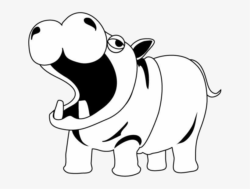 Hippo Clipart Black And White - Hippopotamus Clipart Black And White, transparent png #2145931