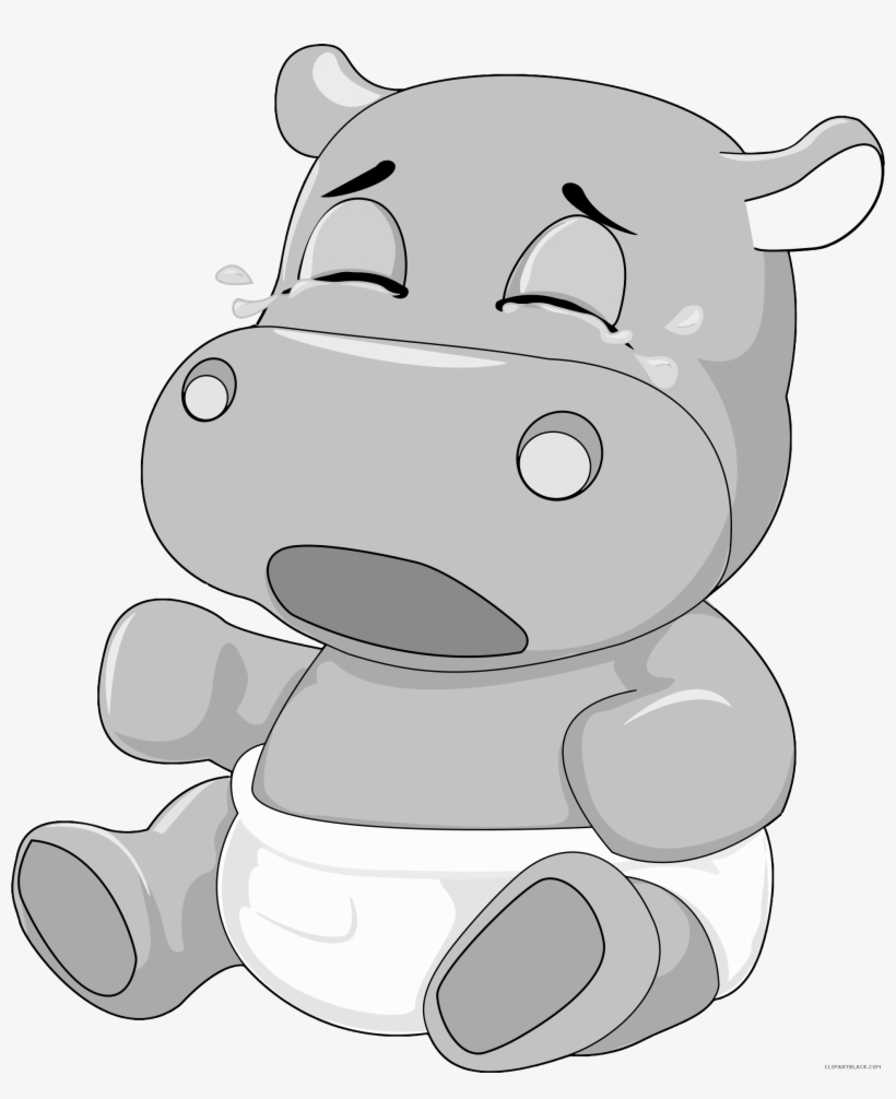 Baby Clipartblack Com Animal Free Black White - Baby Hippo Cartoon, transparent png #2145932