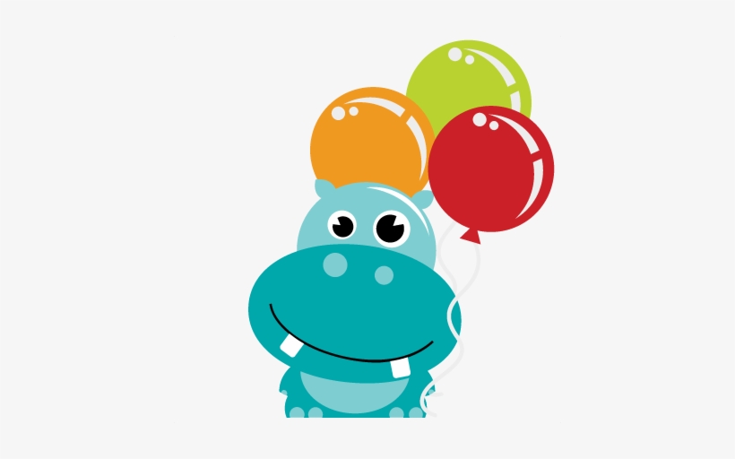 Holding Balloons Scrapbook File Cuts Cut For - Birthday Hippo Clipart, transparent png #2145955
