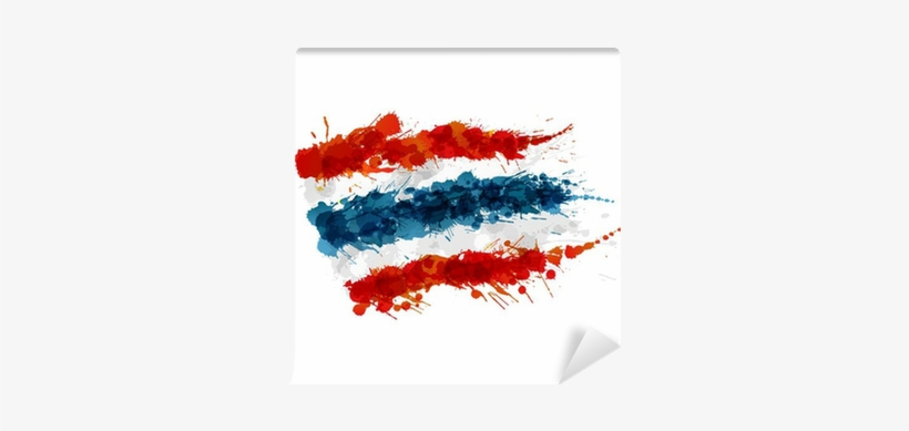 Flag Of Thailand Made Of Colorful Splashes Wall Mural - Puerto Rico Flag Watercolor, transparent png #2147667