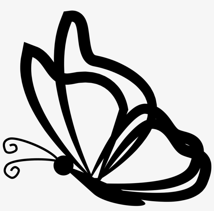Clip Library Library With Transparent Outlines From - Side Butterfly Outline, transparent png #2150241