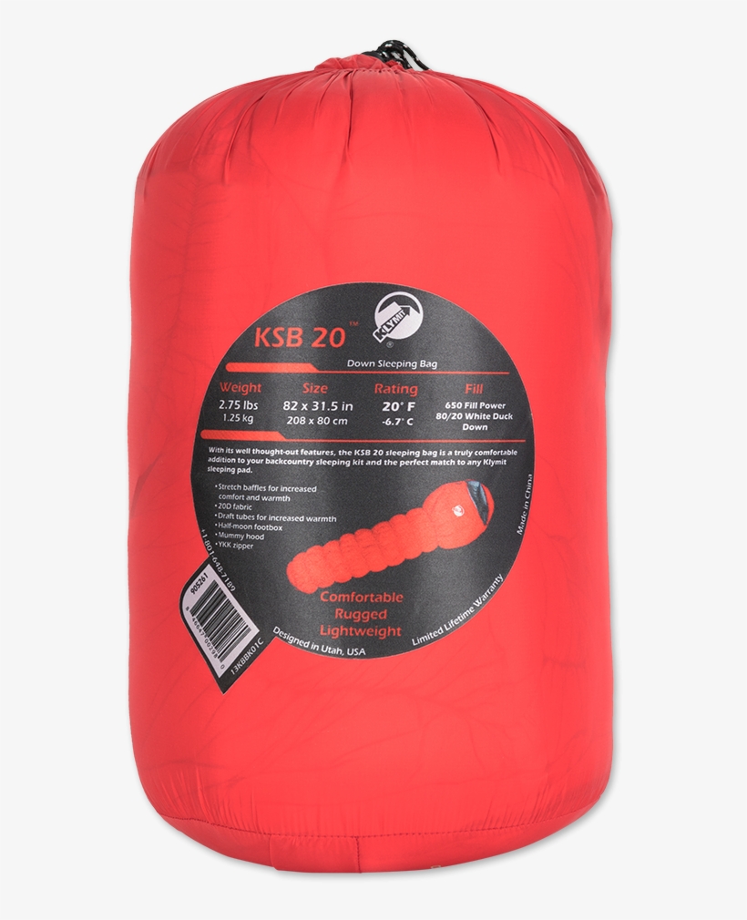 Klymit Ksb20downred Bag V1 - Klymit Ksb 20 Down Sleeping Bag, transparent png #2150859