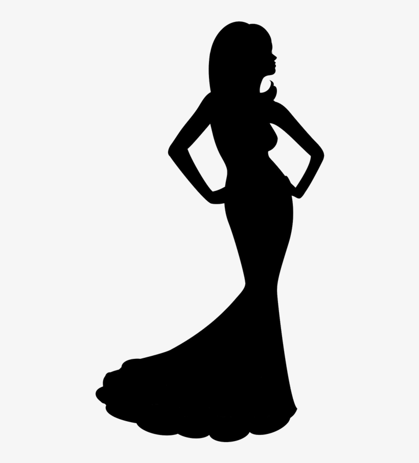 Black And White Download Beauty Pagent Clipart Pageant - Woman In Dress Silhouette Png, transparent png #2151524