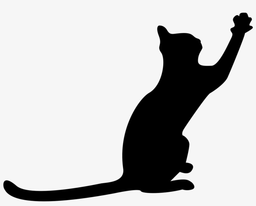 Cat Black Silhouette With Extended Tail And One Paw - Cat Silhouette, transparent png #2151651