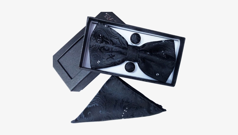 Black Knight - 100% Silk Men Bowtie Pocket Square Cashew Flowers Bow, transparent png #2151727