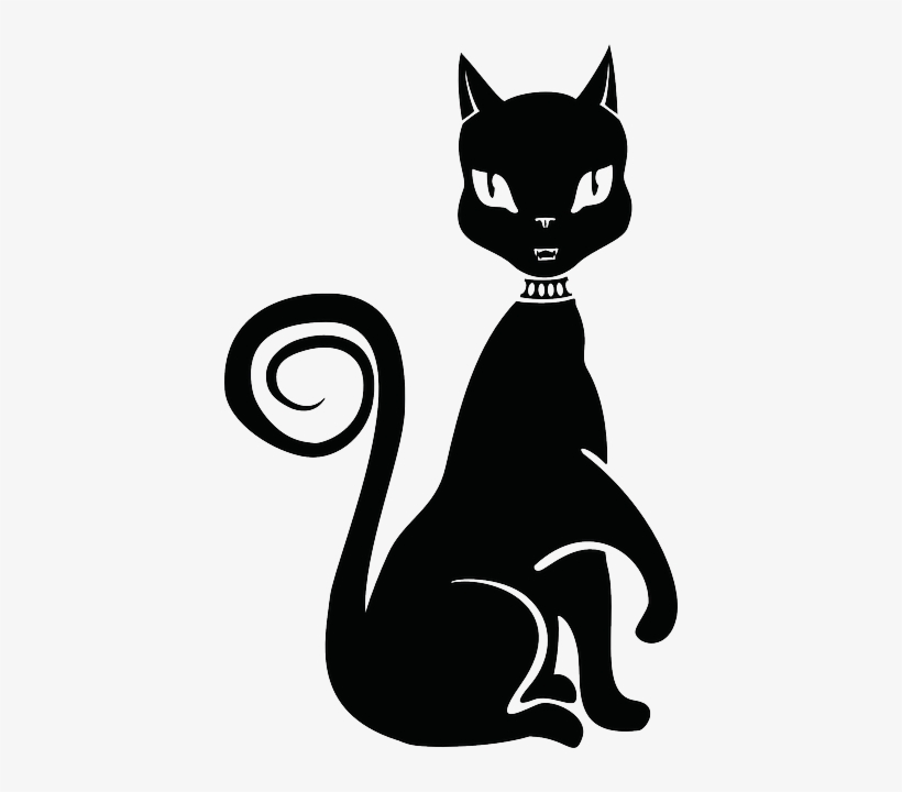 Cat, Black, Fancy, Pet, Animal, Tail, Collar - Dibujo De Gata Negra, transparent png #2152067