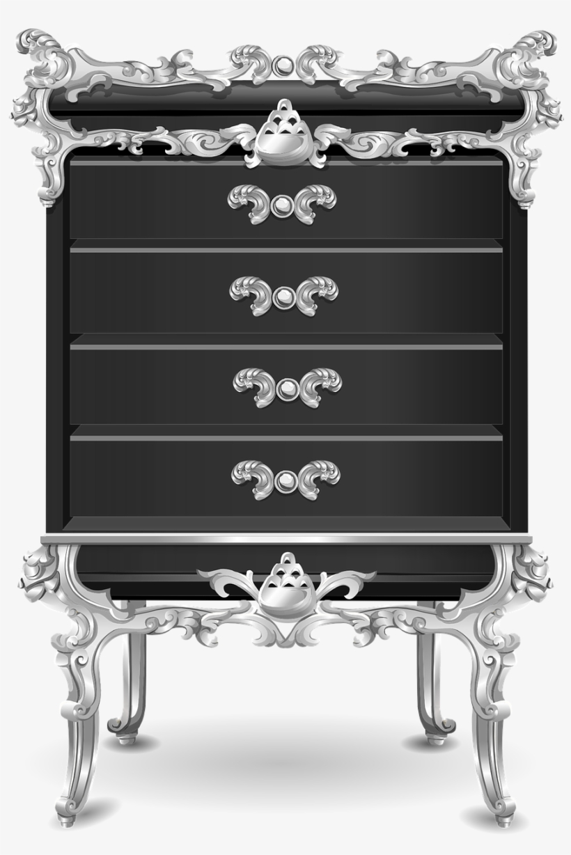 Furniture Clipart Dresser - Black Dresser Png, transparent png #2152372
