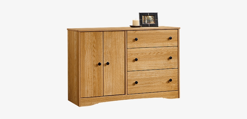 Traditional Double Door Dresser In Highland - Sauder Beginnings Dresser, Highland Oak, transparent png #2152569