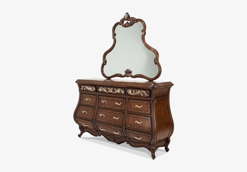 Amini Dresser W/dresser Mirror - Aico Platine De Royale Light Espresso Dresser, transparent png #2152919